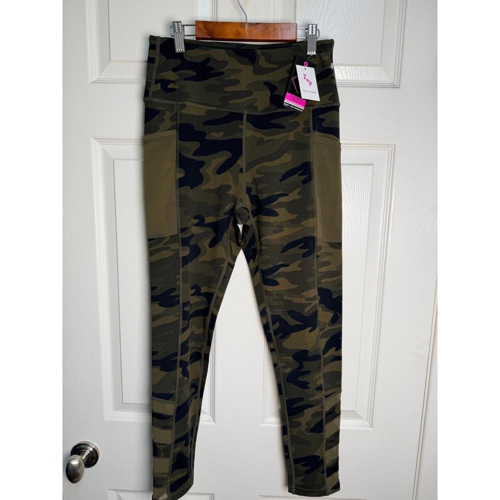 Zoe + Phoebe Womens Camo High Waist Leggings Green Smartphone Pocket MC0487-CAM